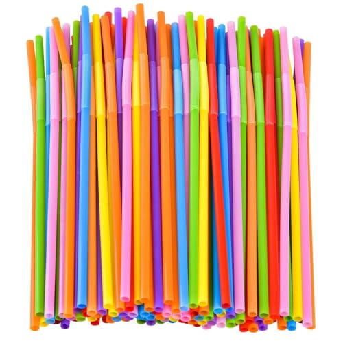 100 pitillos flexibles de plástico coloridos miniatura 1