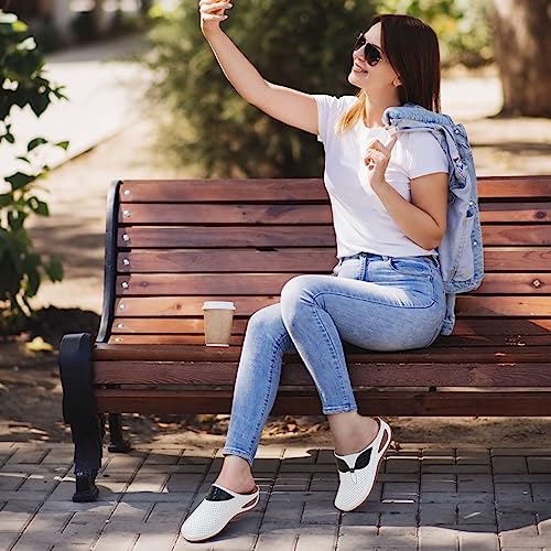 Ecetana Clogs For Women Comfortable Slip On Leather Mule With Arch Support Womens Casual Wedge Sandals Shoes #TOP1