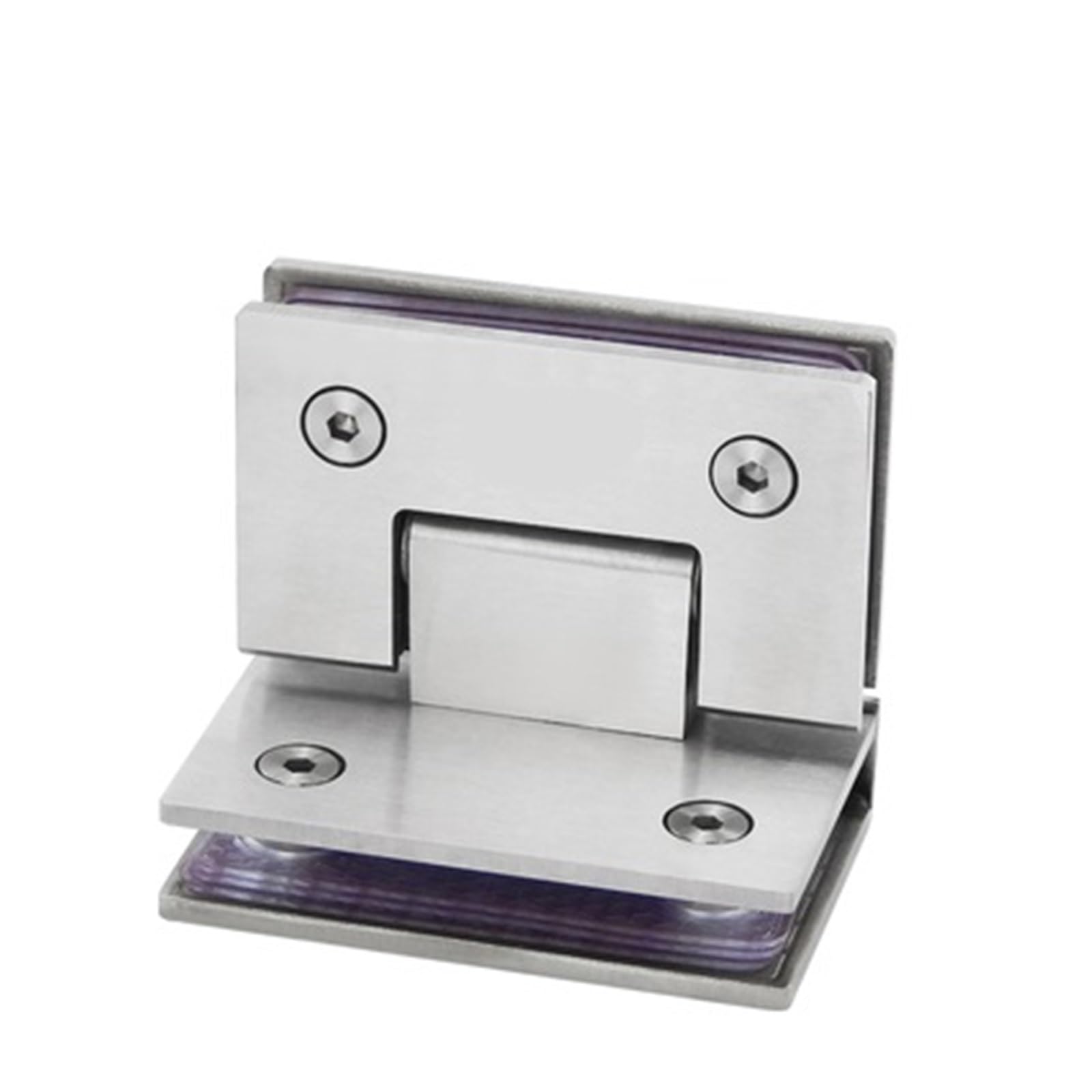 Hinges, Frameless Glass Nickel Brush Door Hinge 90 Degrees of Bathroom Clamp(Silver Ss 90sb)