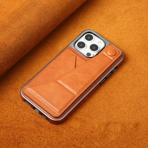 Étui portefeuille en cuir iPhone 12 Pro coque marron rabat plaqué