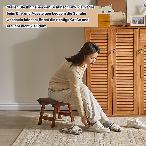 Miniatura 8 de Aibiju Taburete Otomana, Taburete De Sofá De Madera,Taburete Para Cambiar Zapatos, Adecuado Para Dormitorio, Sofá, Sala De Estar, Pata Marrón Cojín Marrón , Ydeu-1359