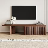 Modern TV Stand, Entertainment Center with Storage, Extendable TV Media Console for Up to 55+ Inch, Minimalist Television Cabinet for Living Room/Bedroom - Walnut (78.7'-110' Extendable)
