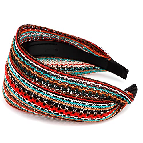 Aco-Uint Boho Headbands For Women, Non-Slip Wide Headbands Large Head Bands For Women's Hair, Thick Headbands With Teeth Fashion Hairbands Hair Accessories For Women Girls (Red) #TOP12