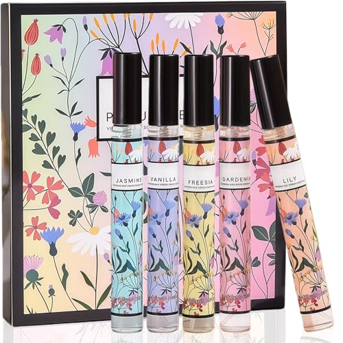Premium Womens Perfume Gift Set - Perfume Gift Set 5x10ml Long Lasting Eau De Parfum Sweet Floral & Fruity Scent Travel Portable Perfume for Her Mum Birthday Valentines Day Gifts