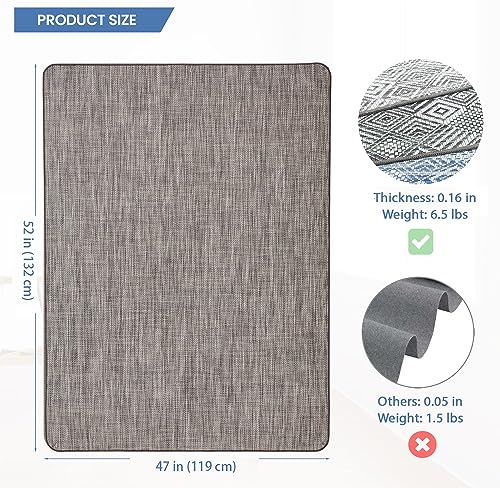 Image of Chair Mat for Hardwood & Tile Floor, 47 inch x 52 inch Heavy Duty Office Chair Mat for Rolling Chairs, Anti Slip, Non-Curve, Floor Protector for Home Office, Heathered Gray