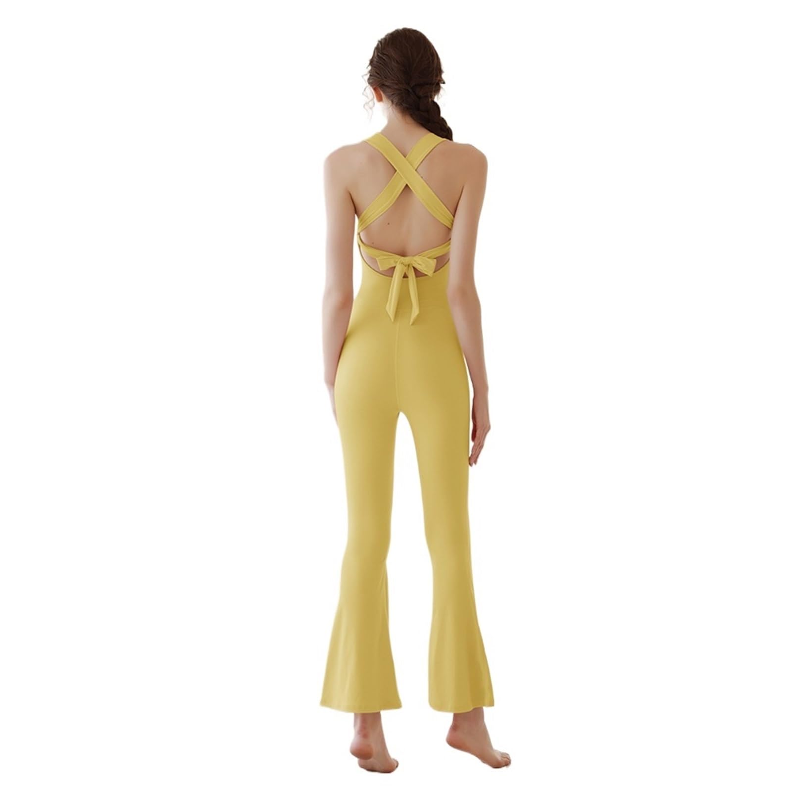 Damen Yoga Einteiler Einteilige Damen-Yoga-Overalls, Schlaghosen, Sportanzüge mit Brustpolstern, Fitnessstudio-Outfits, Trainingssets, Fitnessbekleidung, Sportkleidung