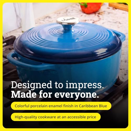 Lodge Essential Enamel Cast Iron Dutch Oven, 4.5 Quart, Caribbean Blue - image 7