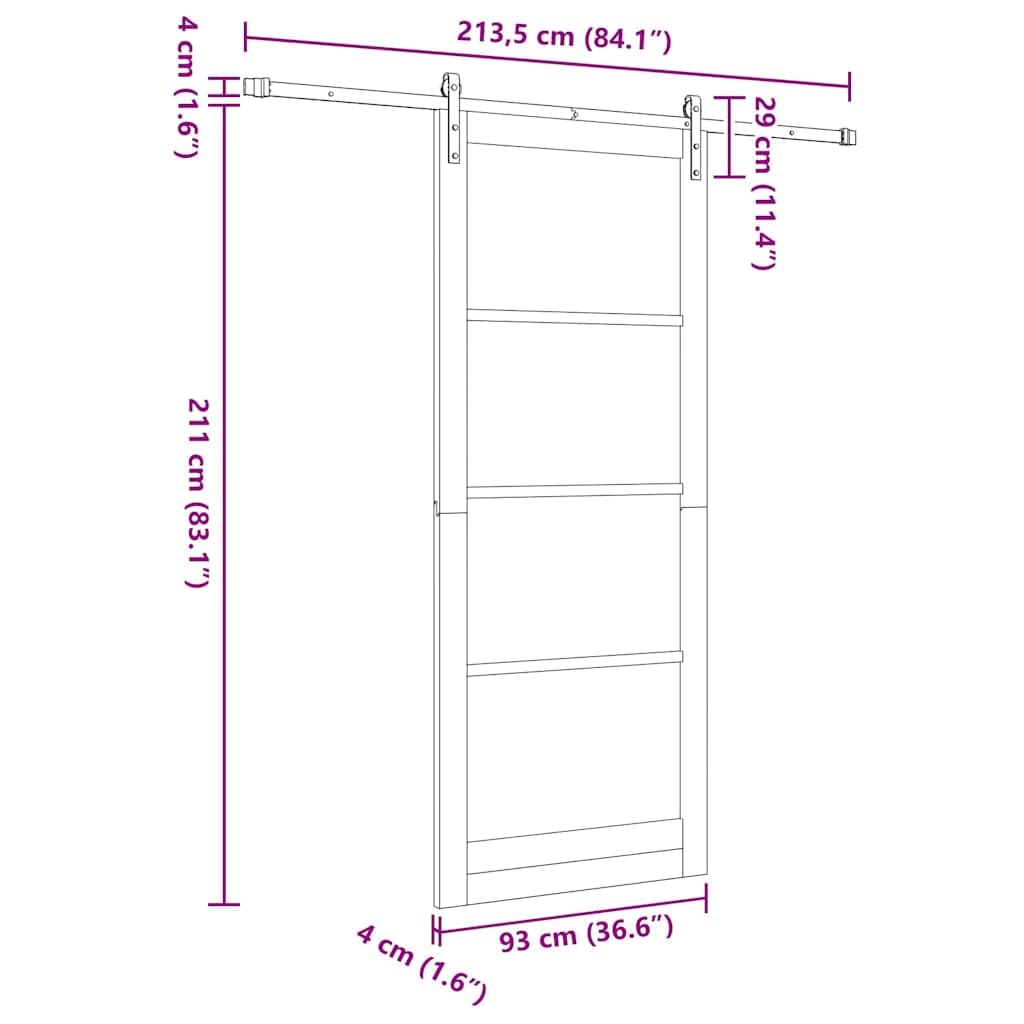 vidaXL Drzwi przesuwne Inny ORKDAL Brązowy 93 x 232 cm | Zrobione z drewna i metalu, żeby długo służyły, Proste i eleganckie, pasują do każdego współczesnego wnętrza,