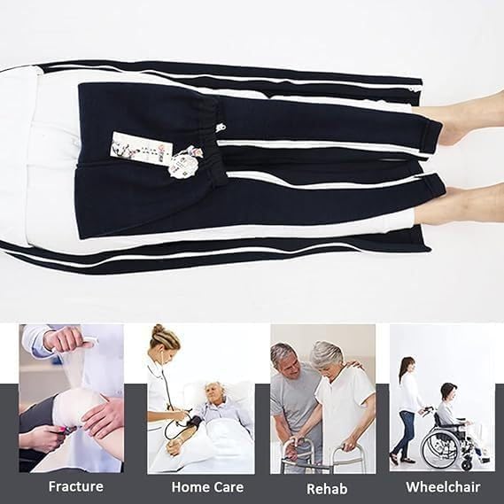 Abbigliamento per pazienti allettati Unisex con Cerniera Laterale, Pantaloni per pazienti, Pantaloni Staccabili,M