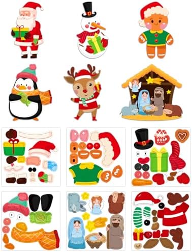 SICOHOME Christmas Craft Kit for Kids DIY Christmas Tree Ornaments Art and Craft Make Your Own Christmas Ornaments Project Sticker for Christmas Tree Decor Classroom Activity Holiday Party Supplies