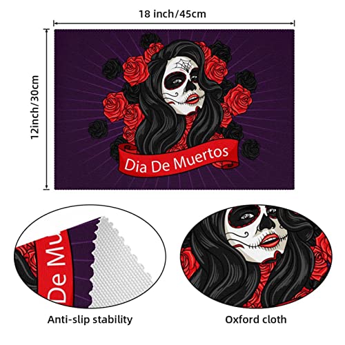 Sets de table Dia De Muertos anti-glisse pour protéger la table des enfants
