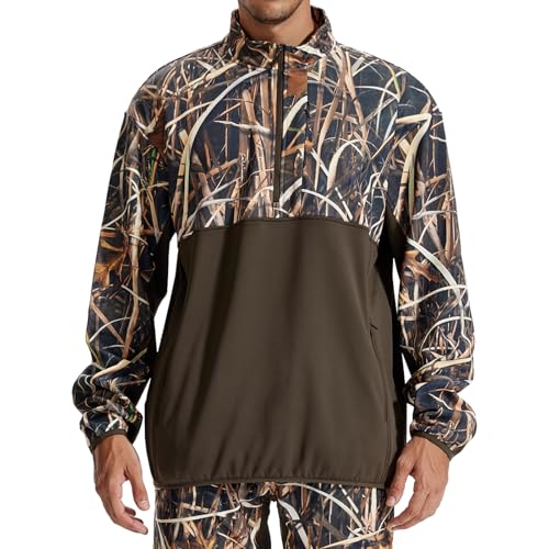 LOOGU Hunting Hoodies for Men Fleece Lining Performance Insulation Pullover Camo Hoodie Medium Loogu Grass Pullover