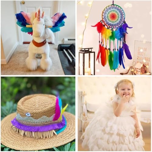 Image of Tdas 50+ Pcs Natural Dyed Goose Feathers for Craft 6-8 inches Arts Fluffy Dream Catcher Making kit for Decoration Projects Earrings Colourful for Kids Handmade Wedding Home (Multicolor)