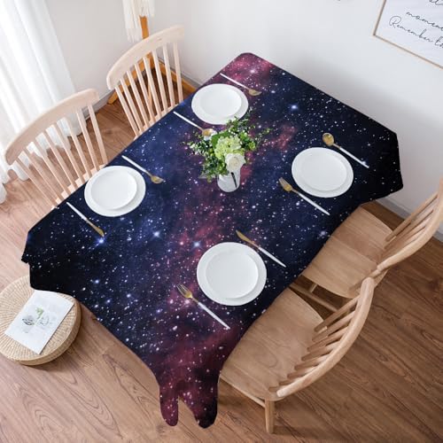 DALEXHM Table Cloth Wipe Clean Rectangular, wipeable tablecloths,Dining Table Cover for Kitchen Outdoor Garden Table,Cosmic Nebula Miracle, in the vast space, the stars and pink nebula are f,54x72 in