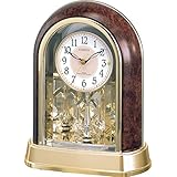 リズム(RHYTHM) シチズン 置き時計 電波時計 アナログ クリスタル 回転飾り 茶 CITIZEN パルドリームR656 4RY656-023