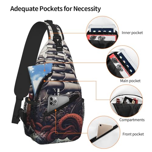 Bolso Tipo Sling Para Hombre y Mujer Negro Resistente Agua miniatura 5