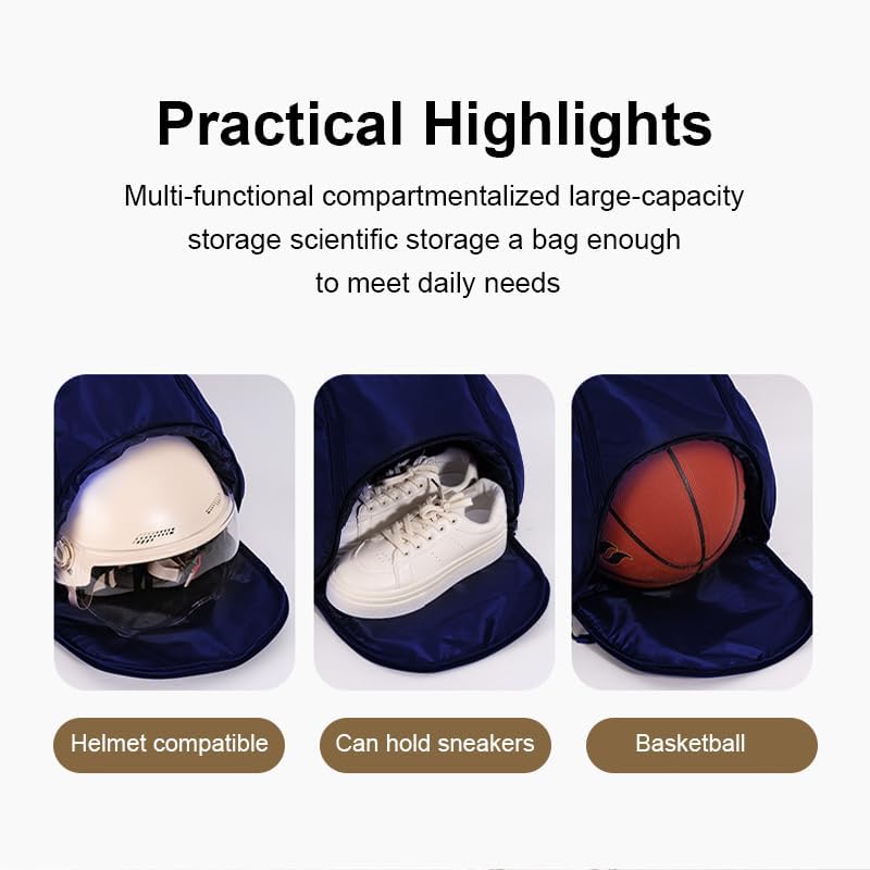 Miniatura 2 de Sports Drawstring Backpack, Waterproof Swim Gym Bag for Women&Men, String Basketball Pack with Shoes Compartment, Dark Blue