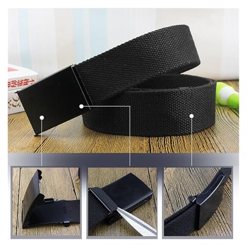 Belt, Canvas Belt, Metal Buckle, Men's and Women's Boys' Jeans Belt, Candy Colored 120cm Belt(Blue)3