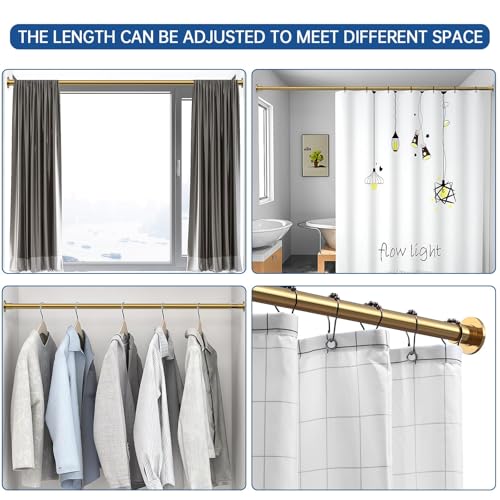 Image of BRIOFOX Industrial Shower Curtain Rod - Rustproof Non-Slip 43-72 Inches Tension Curtain Rod for Window or Bathroom, Light Gold
