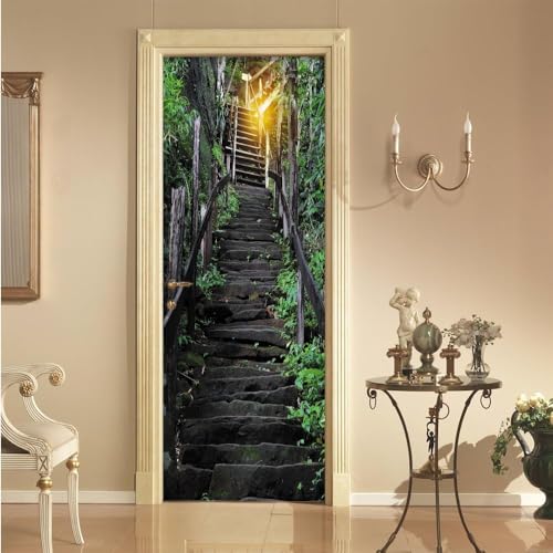 Pegatina Puerta Escalones de Escaleras Murales Puertas Autoadhesivo Pegatinas para Puertas Escalones de Escaleras Puerta Pared Mural 3D Interiores Decorativas Papel Pintado 80x200 cm m2388