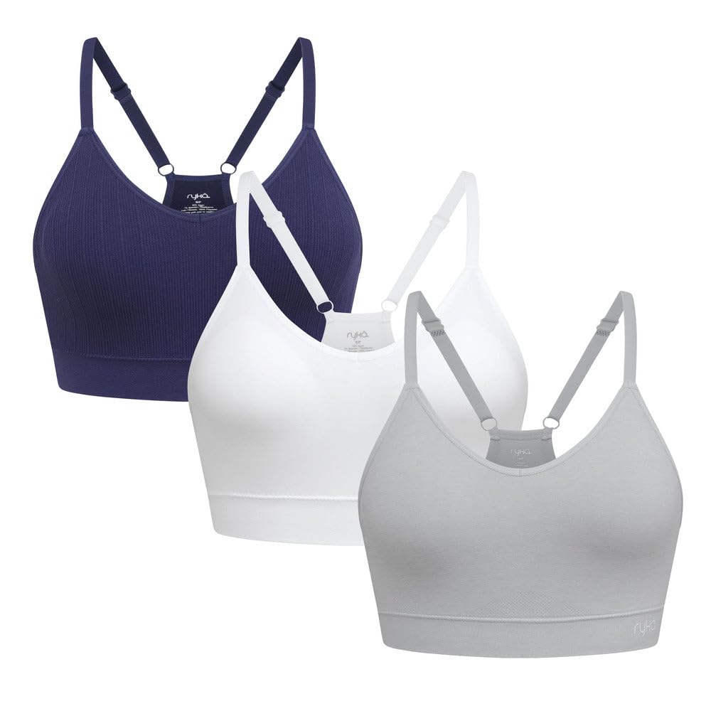 Ryka Sports Bra, Cami Yoga, Athletic Sostén Deportivo, Ashley Seamless v-Neck, 3 Pack