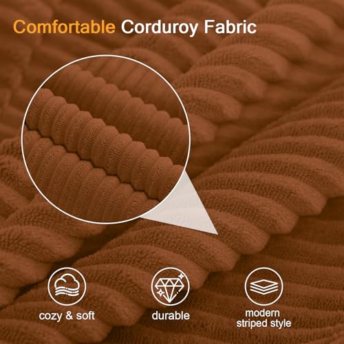Image of COMAX Convertible Sofa Bed, Folding Floor Couch Corduroy Fold Out Couch Bed Futon Sleeper Mattress with Pillows, Boneless Sofa Comfy Lounge Loveseat for Living Room Bedroom, Orange