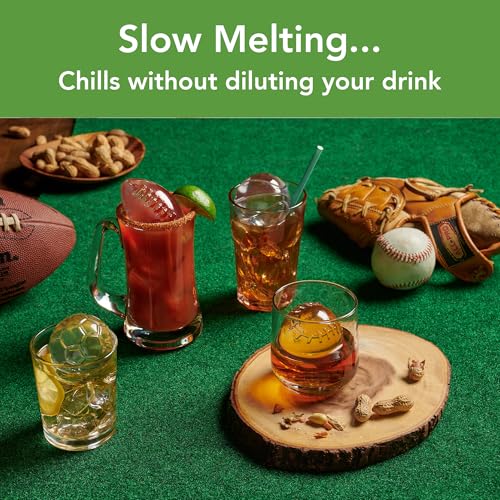 Image of Tovolo Sports Ice Mold Bundle Set of 4 Football Baseball Basketball Soccer Ball Large Craft Ice Cubes for Whiskey Cocktails with Silicone Lids, Easy Fill Craft Ice Mold for Sports Fans