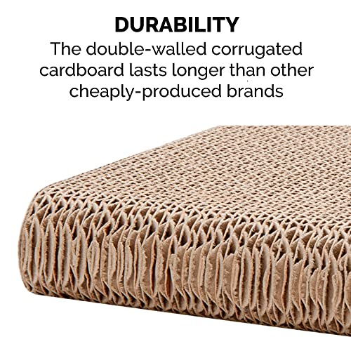 Image of Furhaven Pet Furniture for Cats and Kittens - Wall-Mounted Corrugated Cat Scratcher Pad with Catnip, Seaglass, Standard