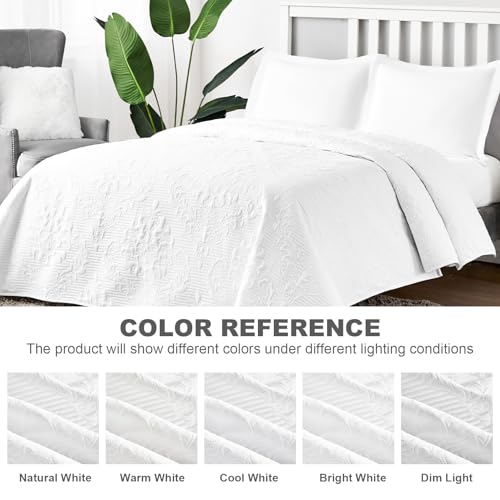 image for Hansleep White Quilt King Size - Damask Ultrasonic All Season Bedsprea