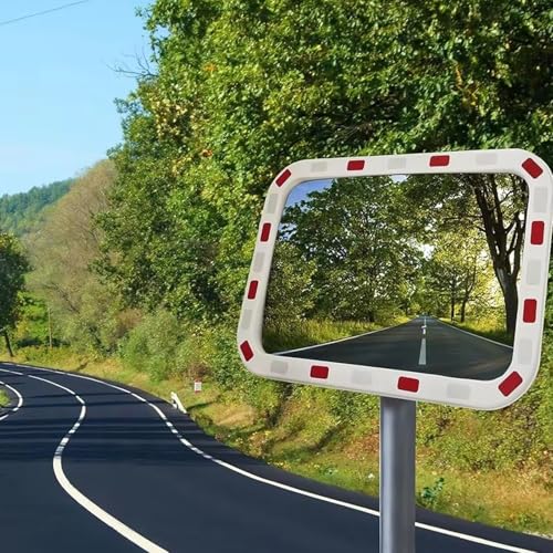 Genérico Seguridad Convex Espejo Rectangular - Bracket Ajustable, Tráfico y Amplio angús angús a un ángulo para Uso de Interior/Outdoor - Espejos de Ojo de Pescado parabólicos