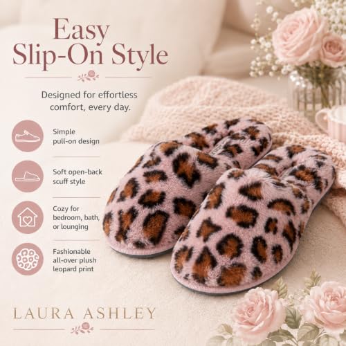Image of Laura Ashley Ladies All Over Plush W /Memory Foam Slippers