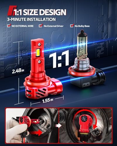 image for Torchbeam H11 Bulbs Kit,45000 LM, 800% Superior Brighter H11/H8/H9 Fog