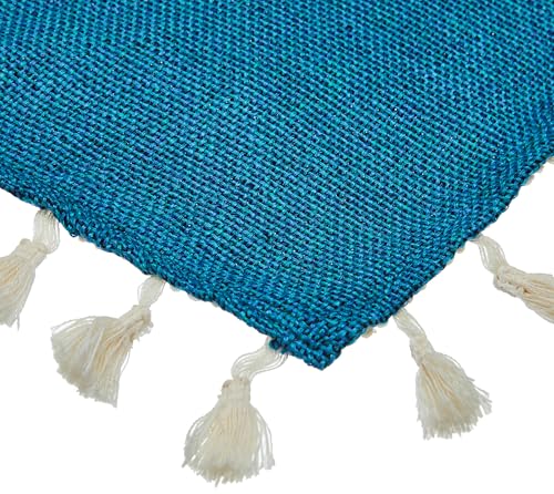 Image of STITCHNEST Jute Sofa Arm Cover with Tassels | Elegant Textured Hand Rest Protector | Durable & Long-Lasting | 18 x 22 Inches