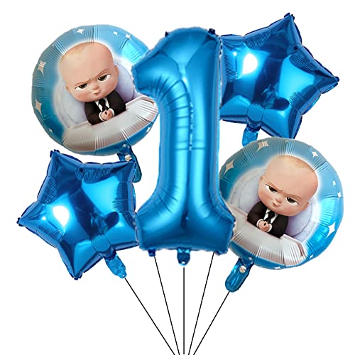 Baby Boss 1st Birthday Decorations Blue Number 1 Balloons 32 Inch | The Baby Boss Birthday Balloons for Kids Birthday Baby Shower Decorations (Baby 1st Birthday)