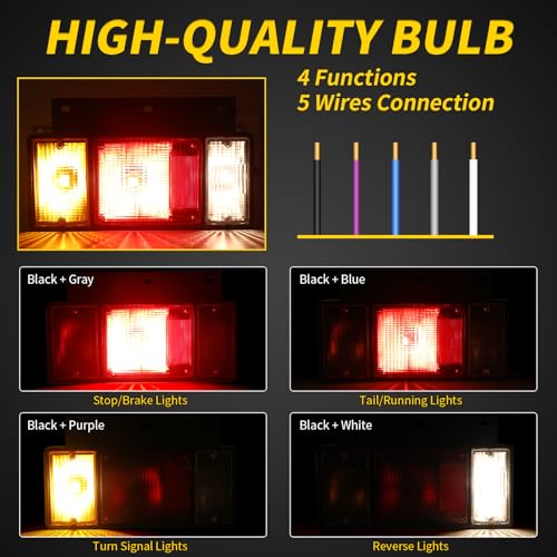 Image of Tail Light Bar Kit for Isuzu NPR 1987-2010, NPR-HD 1999-2010, NQR 1995-2010, NRR 2005, FSR 1987-1996, FRR 1995-1998 Replace Rear Truck Tail Lamp Lights, Halogen With Bulbs