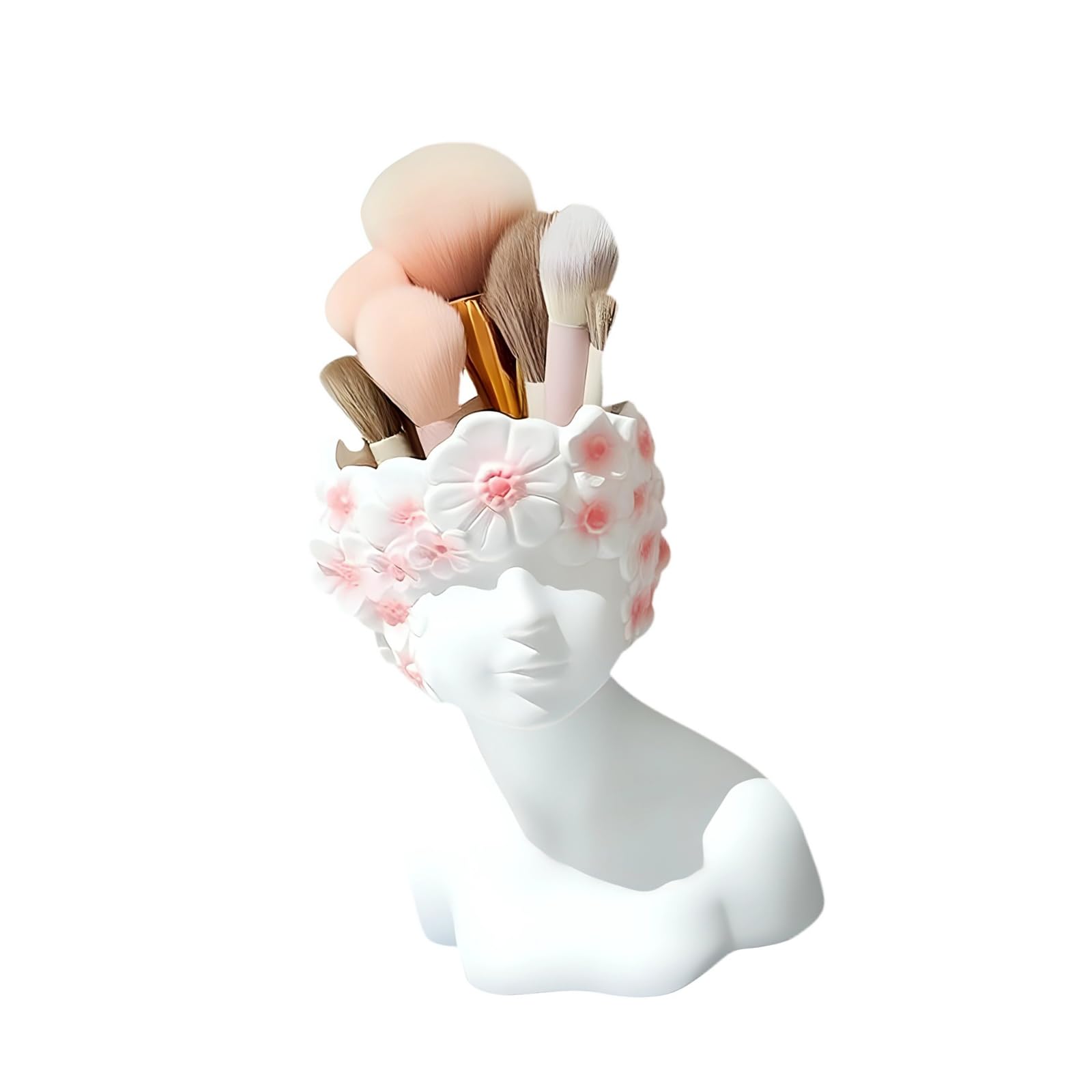 TFAOYS Artistic Side Face Designs Cosmetic Brush Holder for Organized Makeup Tool Storage with Resin Construction Cosmetic Brush Holder