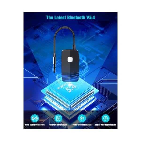 Golvery Upgraded Bluetooth 5.4 Receiver for Speaker, Wireless Audio Adapter for Home Audio Car Stereo with 3.5mm RCA Jack, 20 Hours Playtime, Dual Connection to 2 Phones, Easy Control ON/Off Slider - Image 3