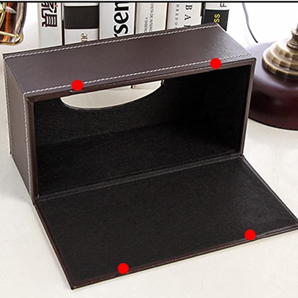 Porta Fazzoletti Retrattangolare In Pelle Sintetica Rossa - Scatola Porta Tovaglioli Con Fondo Magnetico Per Bagno, Ufficio E Casa