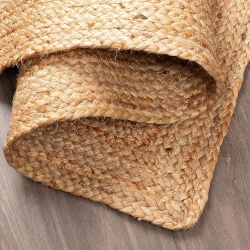 Image of Solid Rectangular Rug (Beige, Jute, 5X3 Ft)