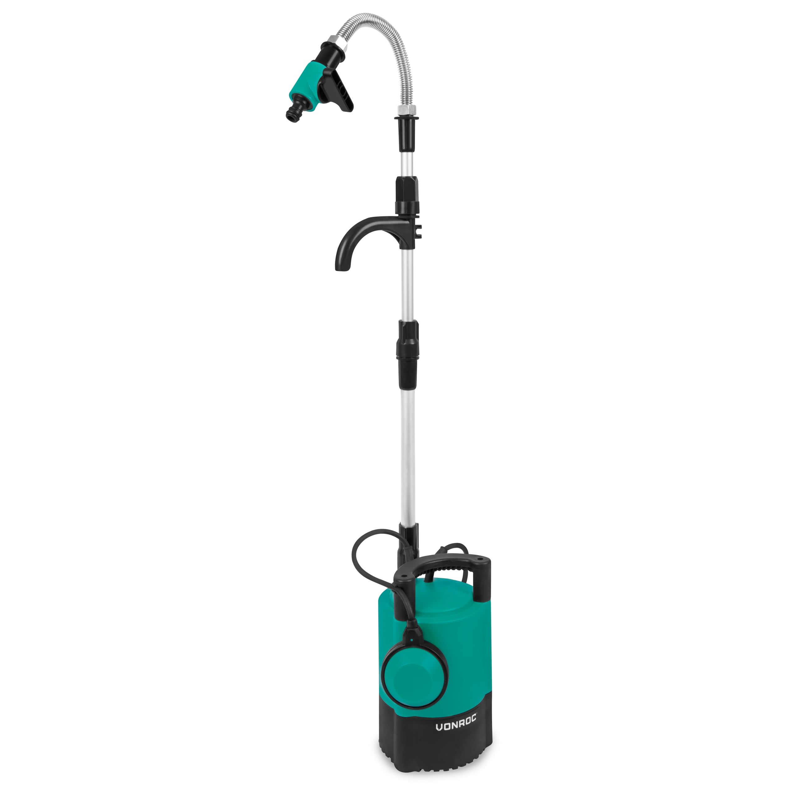 Vonroc Pompe à Eau Submersible Électrique 400 W - Pompe de Pluie 5200 L/h - Câble de 10 m - Protection Contre le Fonctionnement à Sec - Interrupteur à Flotteur Réglable - Raccord de Tuyau Universel