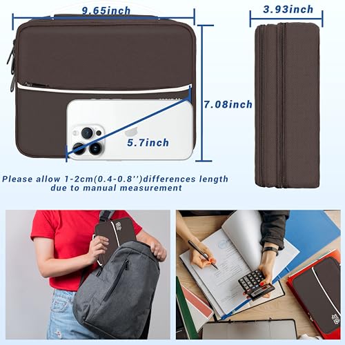 Image of Electronics Organizer,Travel Cord Organizer Pouch,Cable Organizer Bags | Waterproof Electronic Accessories Storage Case for Cables, Cords, Charger, Phone (Double Layer-Brown)