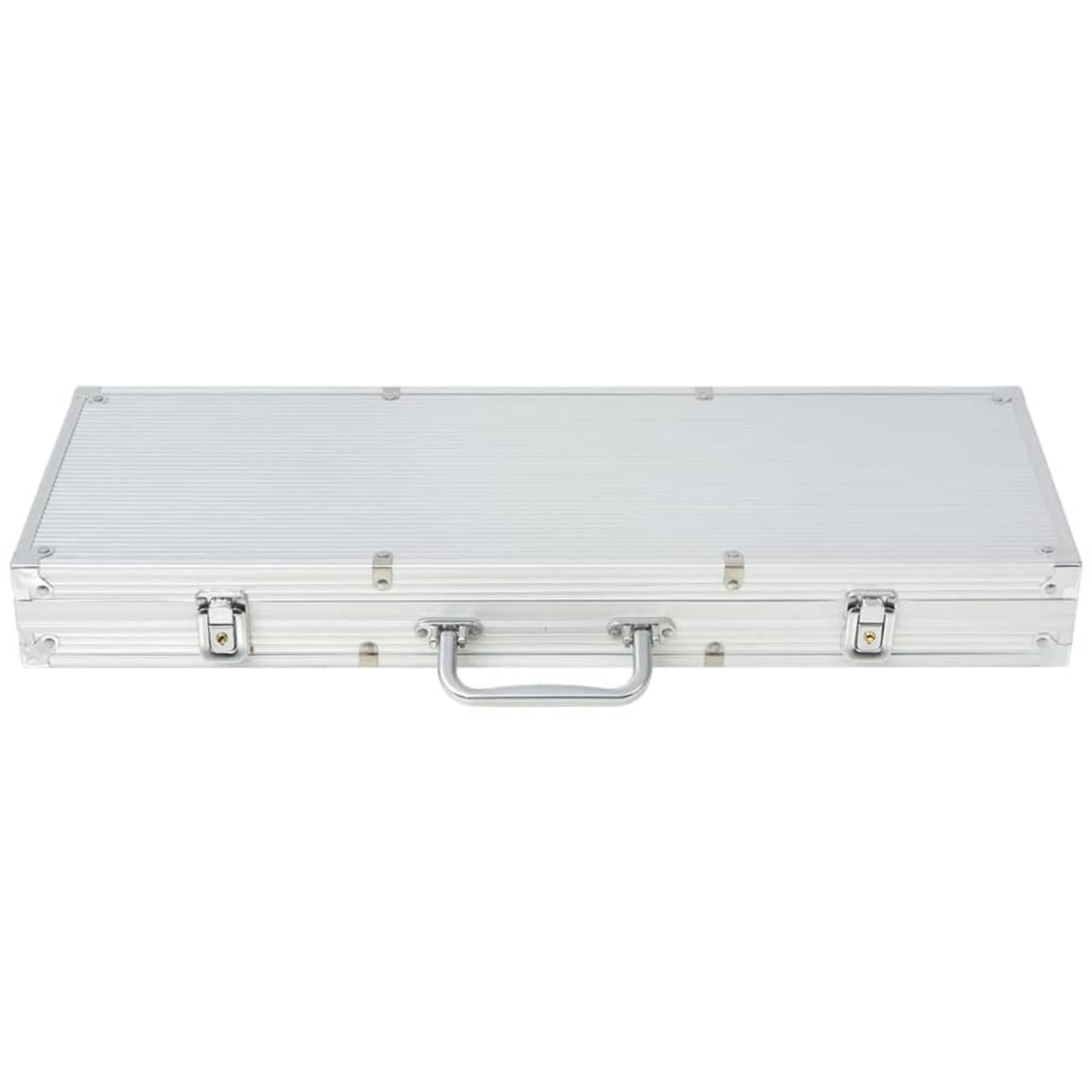 Set da Poker con 500 Chips Laser in Alluminio, 5 Dadi da Casinò, 2 Mazzi di Carte, Dischetti per Puntate e Croupier, Valigetta in Alluminio 55,5 x 20,5 x 6,7 cm, Plastica e Alluminio, Chips da 11,5 g