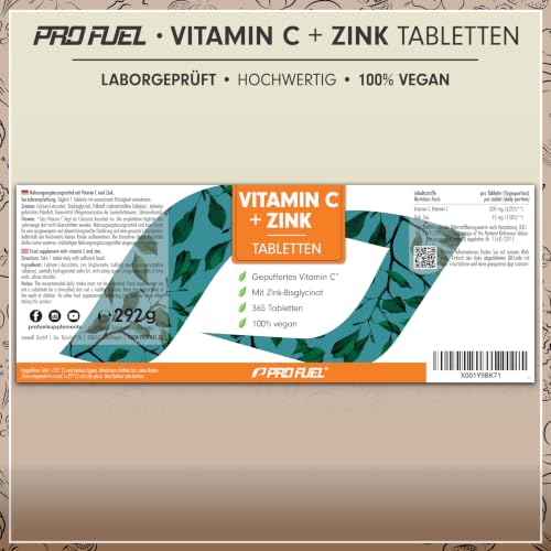 Vitamin C + Zink (365 Tabs) - optimal hochdosiert: 500 mg gepuffertes Vitamin C + 15 mg Zink aus bioverfügbarem Zinkbisglycinat… – Ansicht 6