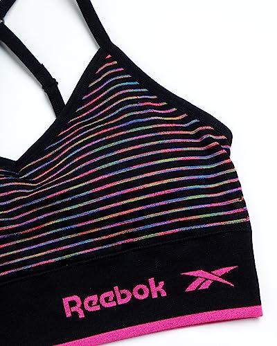 Reebok Women's Everyday Bra - 2 Pack Lightweight Stretch Performance Longline Cami Bralette - Seamless Bras for Women (S-XL)3