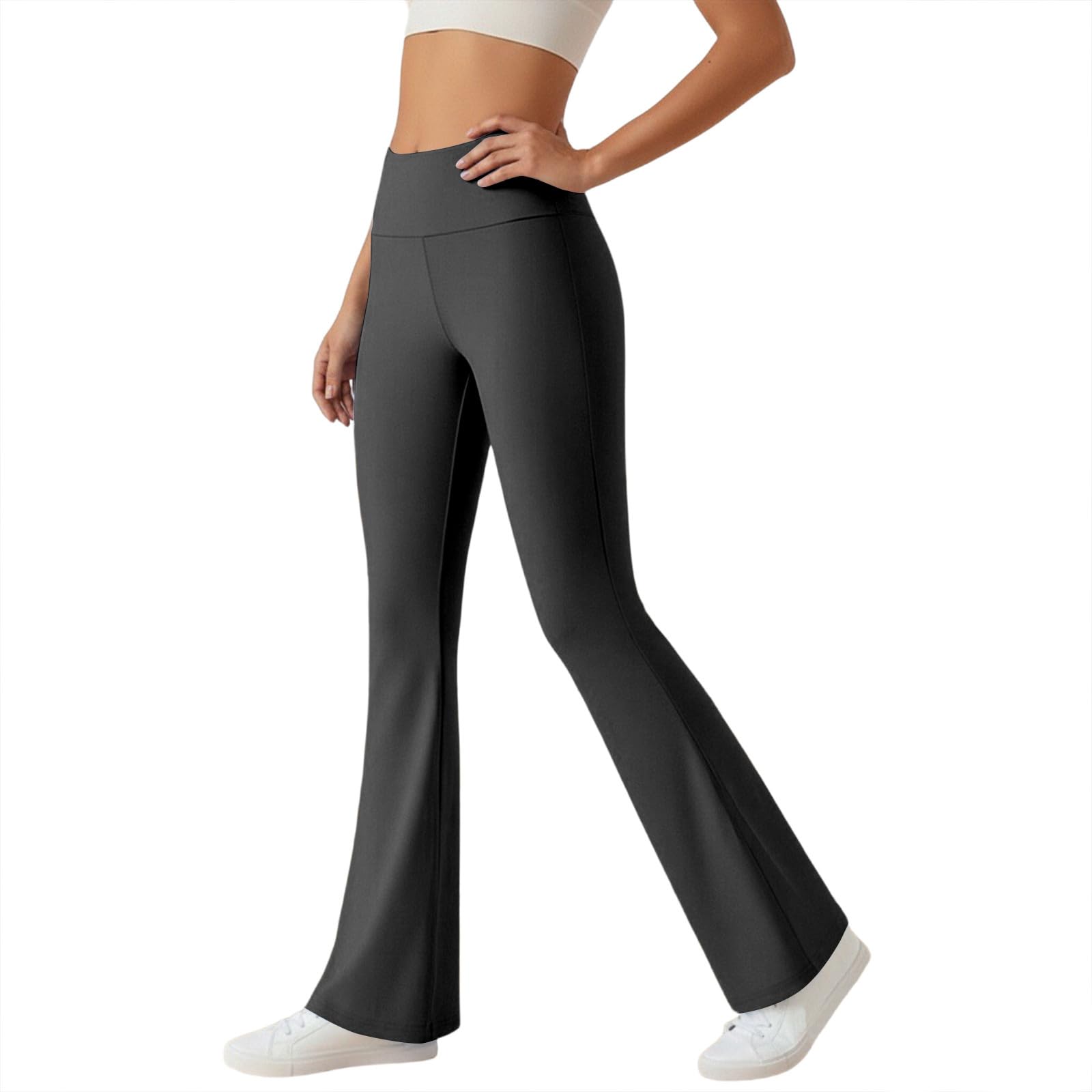 Leggings da yoga da donna, look pulito, pantaloni sportivi a vita alta, leggermente svasati, vestibilità comoda, per allenamento in palestra, movimento, uso casual