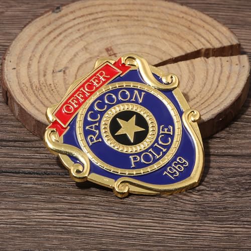 Image of Raccoon Police Metal Badge Pin Costume Merch for Resident Leon Cosplay - Halloween Costume Party Prop Accessories Women Men Jewelry Gift