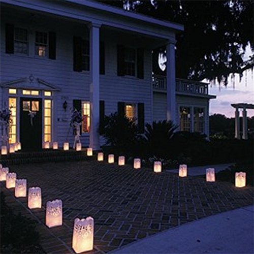 Fascola 20 X Pure White Luminaria Paper Lantern Candle Bag For Xmas Bbq Party Wedding #TOP3