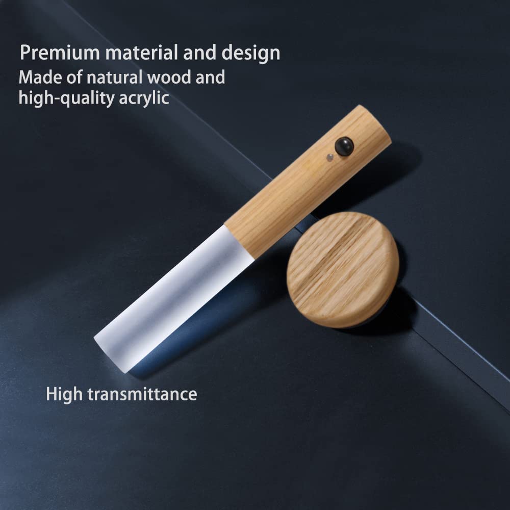 Luz nocturna magnética inalámbrica con sensor de movimiento, luces de pared recargables, habitación de los niños y más (madera de fresno blanco, 2 piezas)