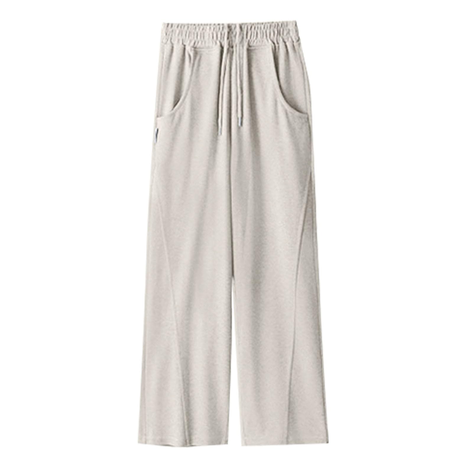 Pantalon Chandal Mujer Chandal Ancho Jogger Pantalones Holgados para Mujer Cintura Alta con cordón Ajustable Estilo Casual Suelto Bolsillos Laterales funcionales Ropa cómoda Diaria