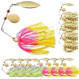 FREGITO 12 PCS Fishing Lures Spinnerbait, Spinner Baits Bass Fishing Lure with Copper Willow Double-